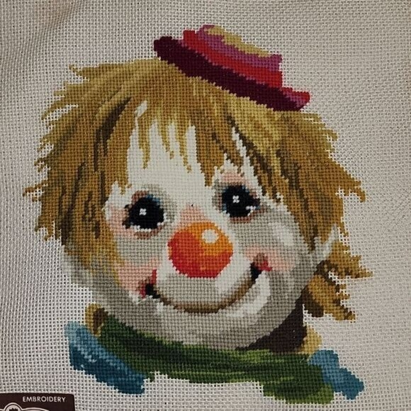 Elsa Williams Vintage #21140 12"x12" Sad Clown Hand Embroidered Needlepoint - Picture 2 of 7
